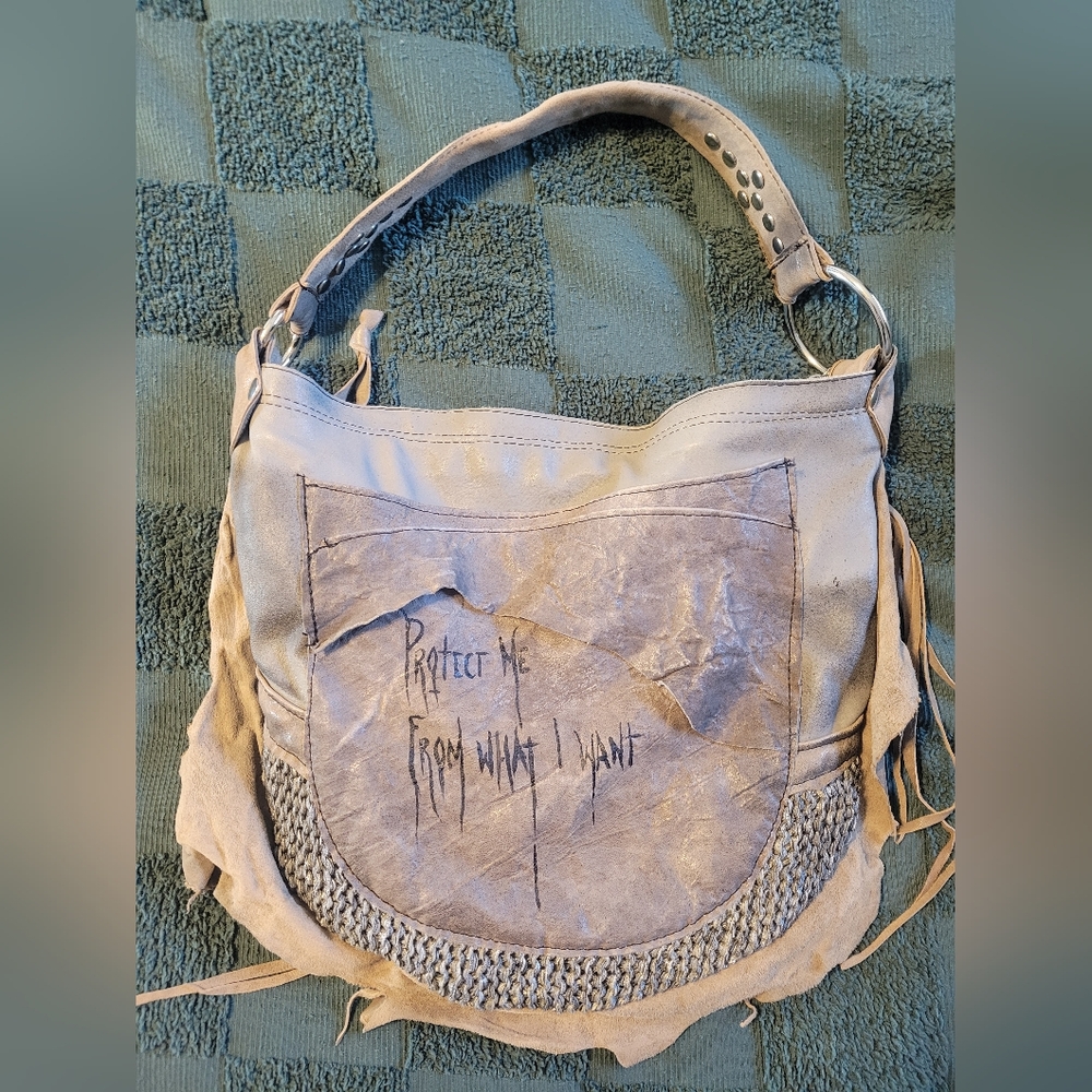 Leather Taupe/Gray Handmade Bag - Picture 4 of 9
